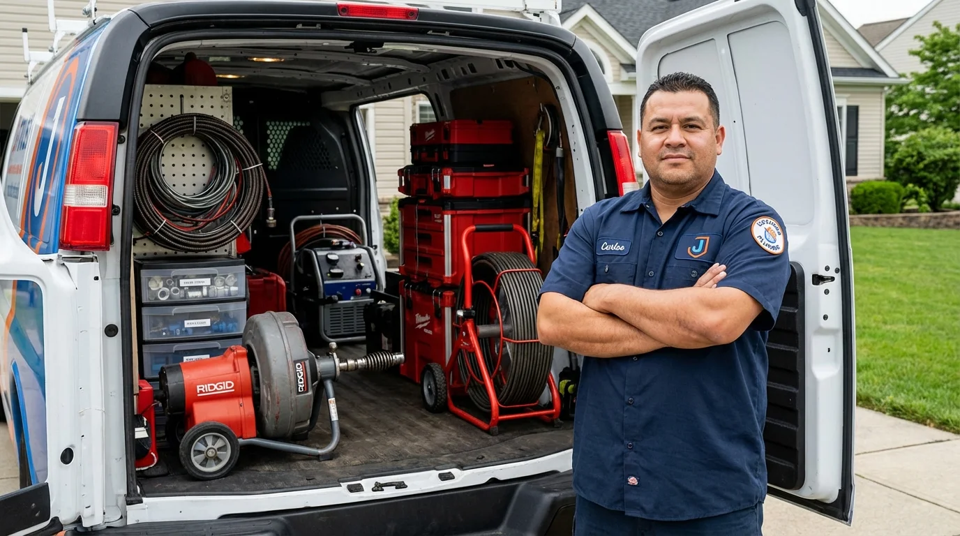 Professional drain cleaning equipment and Johns Plumbing LLC plumber in Muscle Shoals