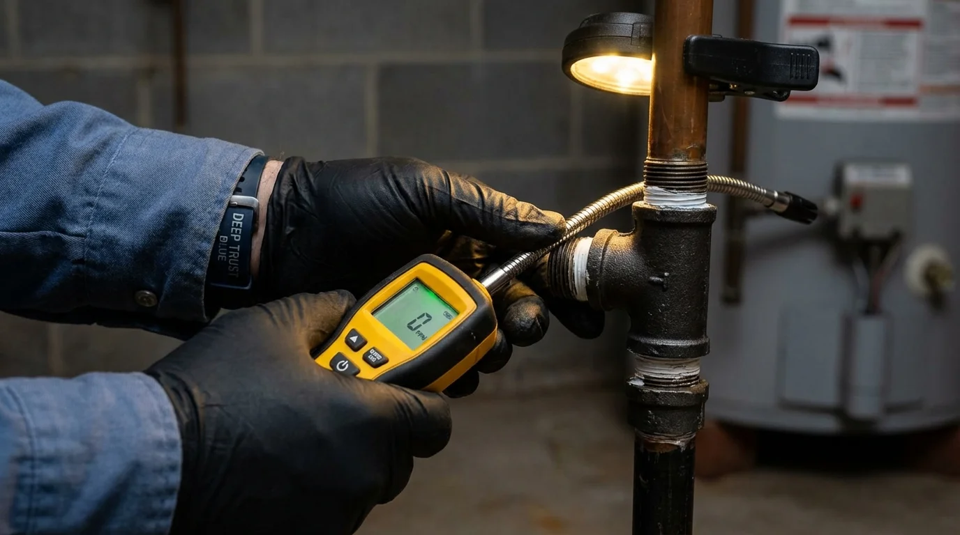 Gas leak detection with electronic sniffer by Johns Plumbing LLC in Muscle Shoals
