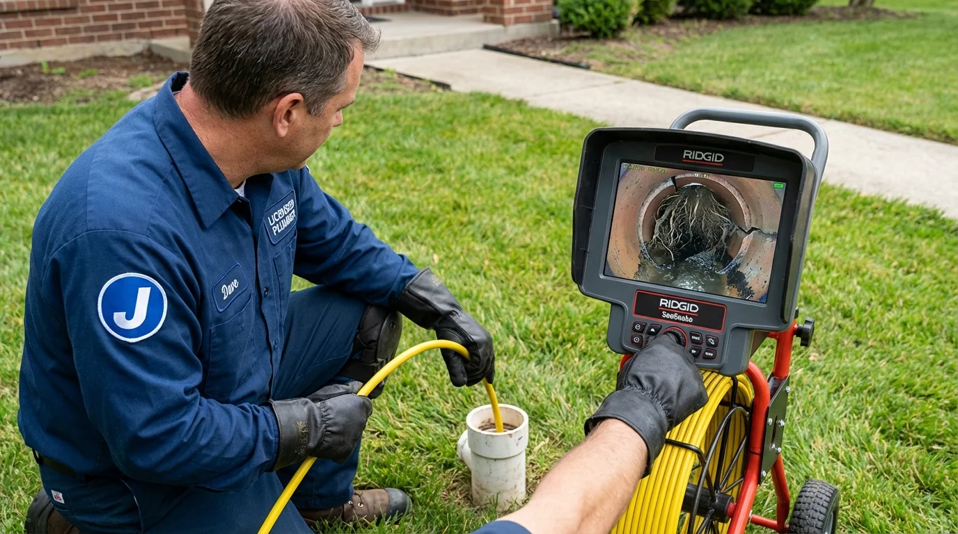 Sewer camera inspection being performed by Johns Plumbing LLC in Muscle Shoals